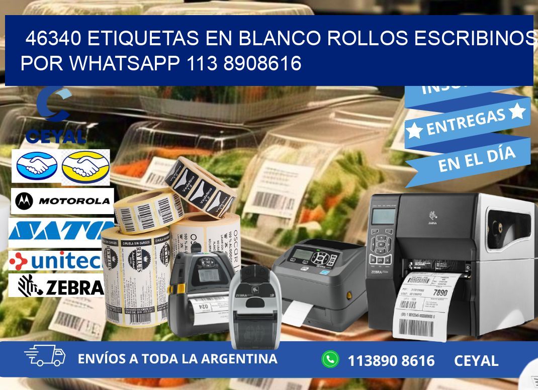 46340 ETIQUETAS EN BLANCO ROLLOS ESCRIBINOS POR WHATSAPP 113 8908616