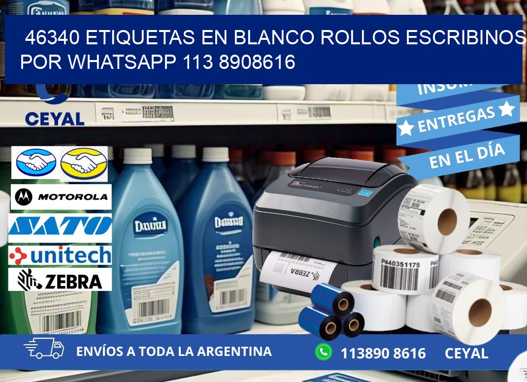 46340 ETIQUETAS EN BLANCO ROLLOS ESCRIBINOS POR WHATSAPP 113 8908616