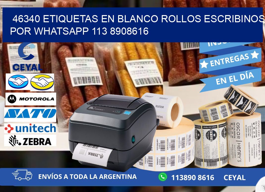 46340 ETIQUETAS EN BLANCO ROLLOS ESCRIBINOS POR WHATSAPP 113 8908616