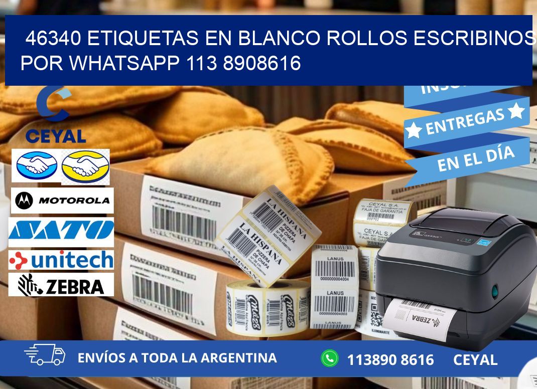 46340 ETIQUETAS EN BLANCO ROLLOS ESCRIBINOS POR WHATSAPP 113 8908616