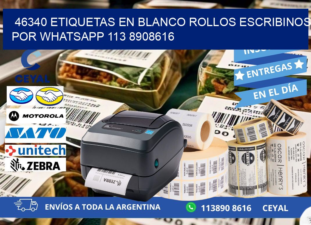 46340 ETIQUETAS EN BLANCO ROLLOS ESCRIBINOS POR WHATSAPP 113 8908616