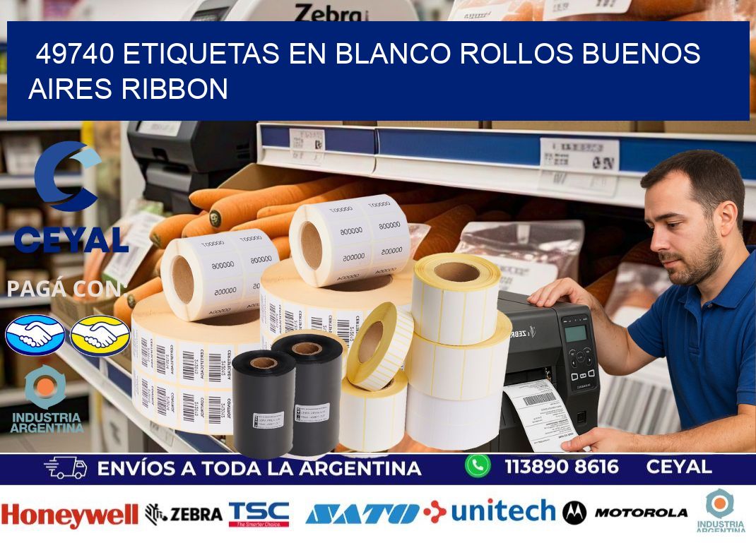 49740 ETIQUETAS EN BLANCO ROLLOS BUENOS AIRES RIBBON