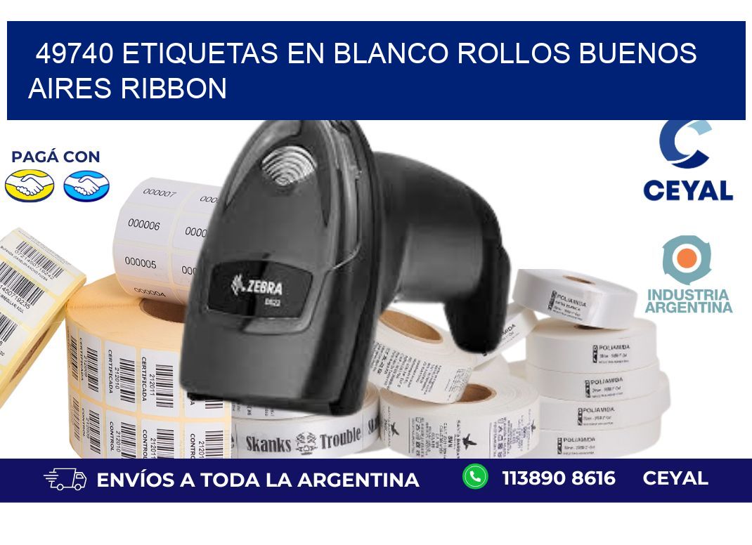 49740 ETIQUETAS EN BLANCO ROLLOS BUENOS AIRES RIBBON