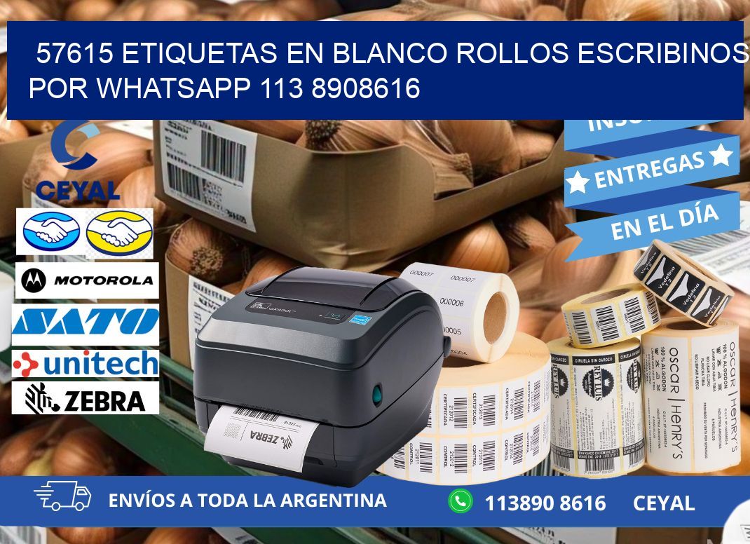 57615 ETIQUETAS EN BLANCO ROLLOS ESCRIBINOS POR WHATSAPP 113 8908616