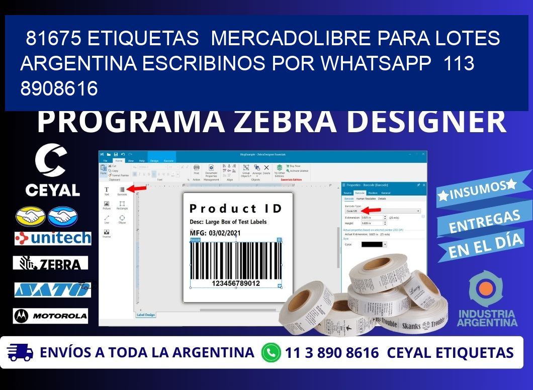 81675 ETIQUETAS  MERCADOLIBRE PARA LOTES ARGENTINA ESCRIBINOS POR WHATSAPP  113 8908616
