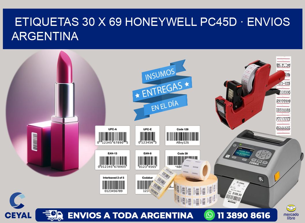 ETIQUETAS 30 x 69 HONEYWELL PC45D · ENVIOS ARGENTINA