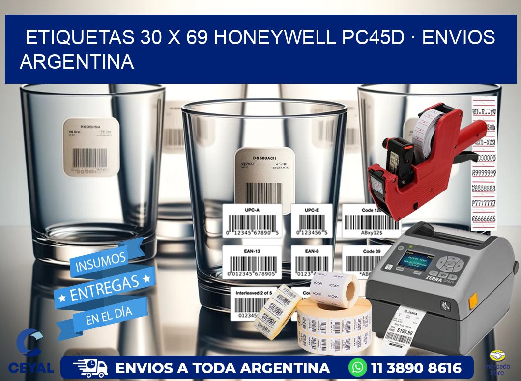 ETIQUETAS 30 x 69 HONEYWELL PC45D · ENVIOS ARGENTINA
