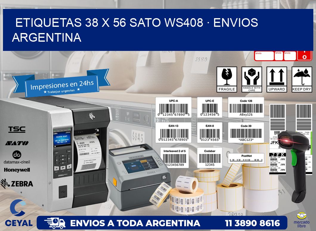 ETIQUETAS 38 x 56 SATO WS408 · ENVIOS ARGENTINA
