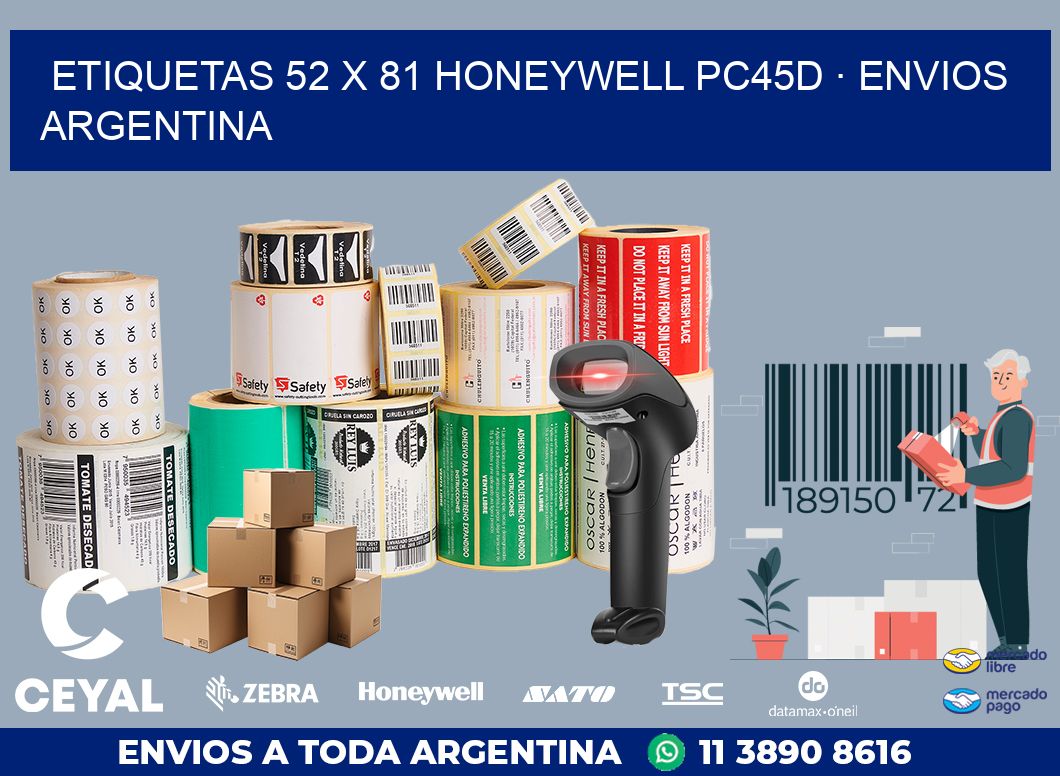 ETIQUETAS 52 x 81 HONEYWELL PC45D · ENVIOS ARGENTINA