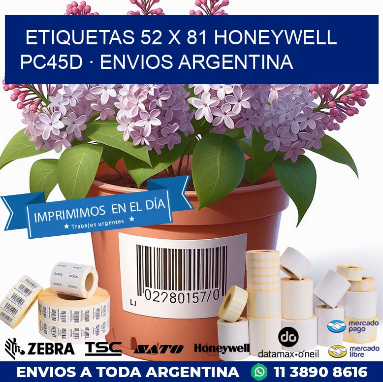 ETIQUETAS 52 x 81 HONEYWELL PC45D · ENVIOS ARGENTINA
