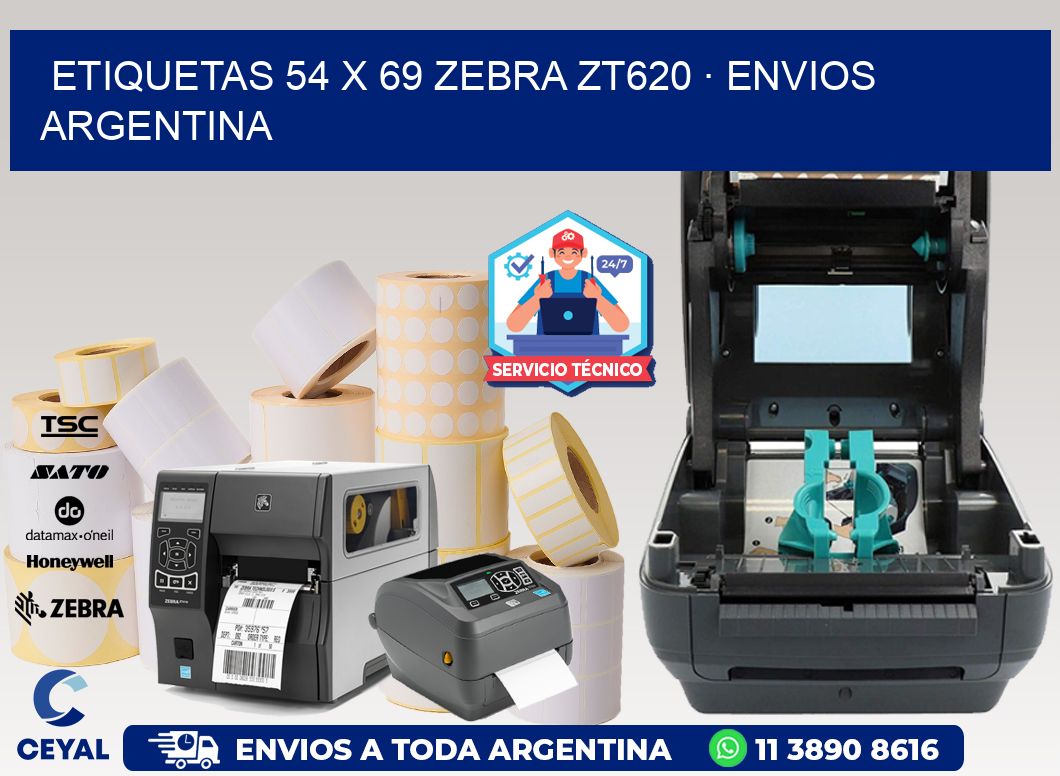 ETIQUETAS 54 x 69 ZEBRA ZT620 · ENVIOS ARGENTINA