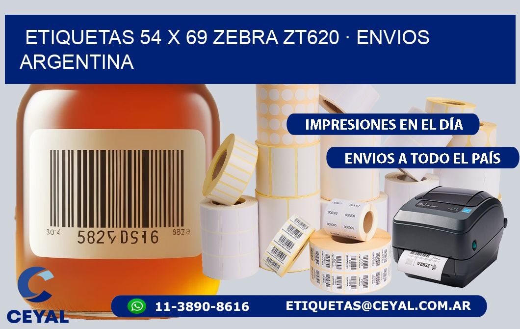 ETIQUETAS 54 x 69 ZEBRA ZT620 · ENVIOS ARGENTINA