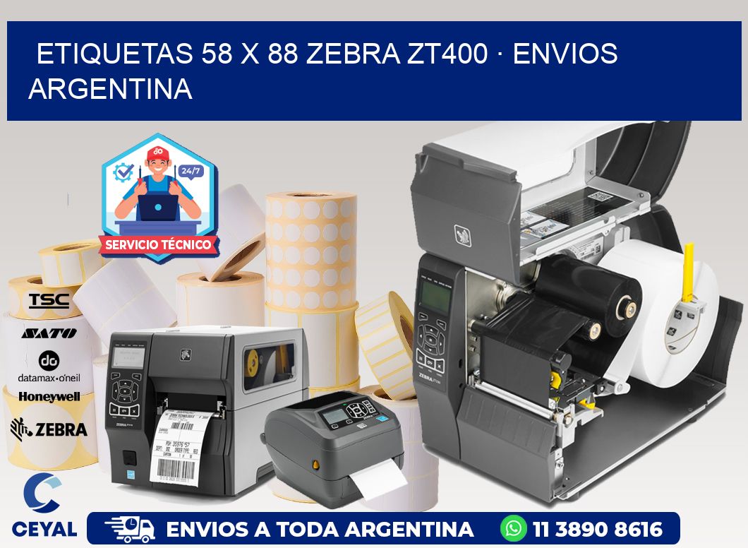 ETIQUETAS 58 x 88 ZEBRA ZT400 · ENVIOS ARGENTINA