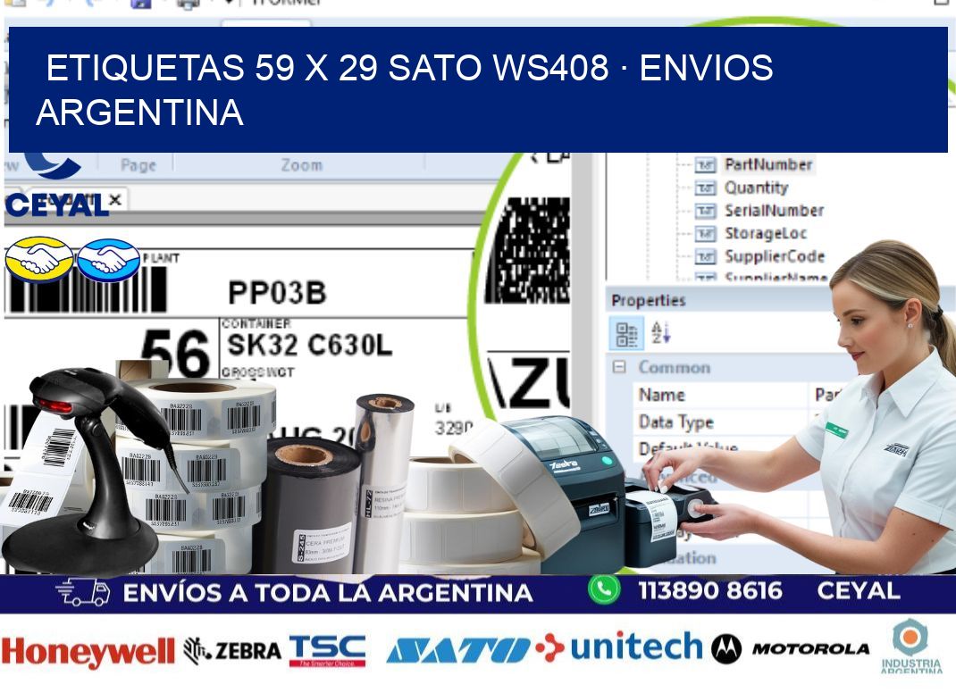 ETIQUETAS 59 x 29 SATO WS408 · ENVIOS ARGENTINA