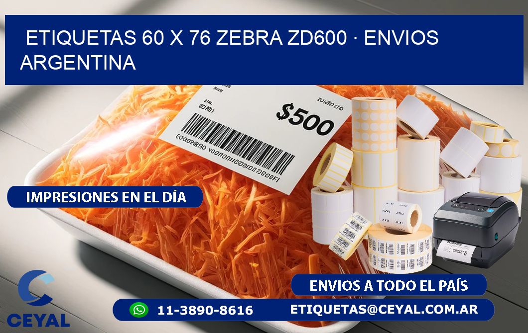 ETIQUETAS 60 x 76 ZEBRA ZD600 · ENVIOS ARGENTINA