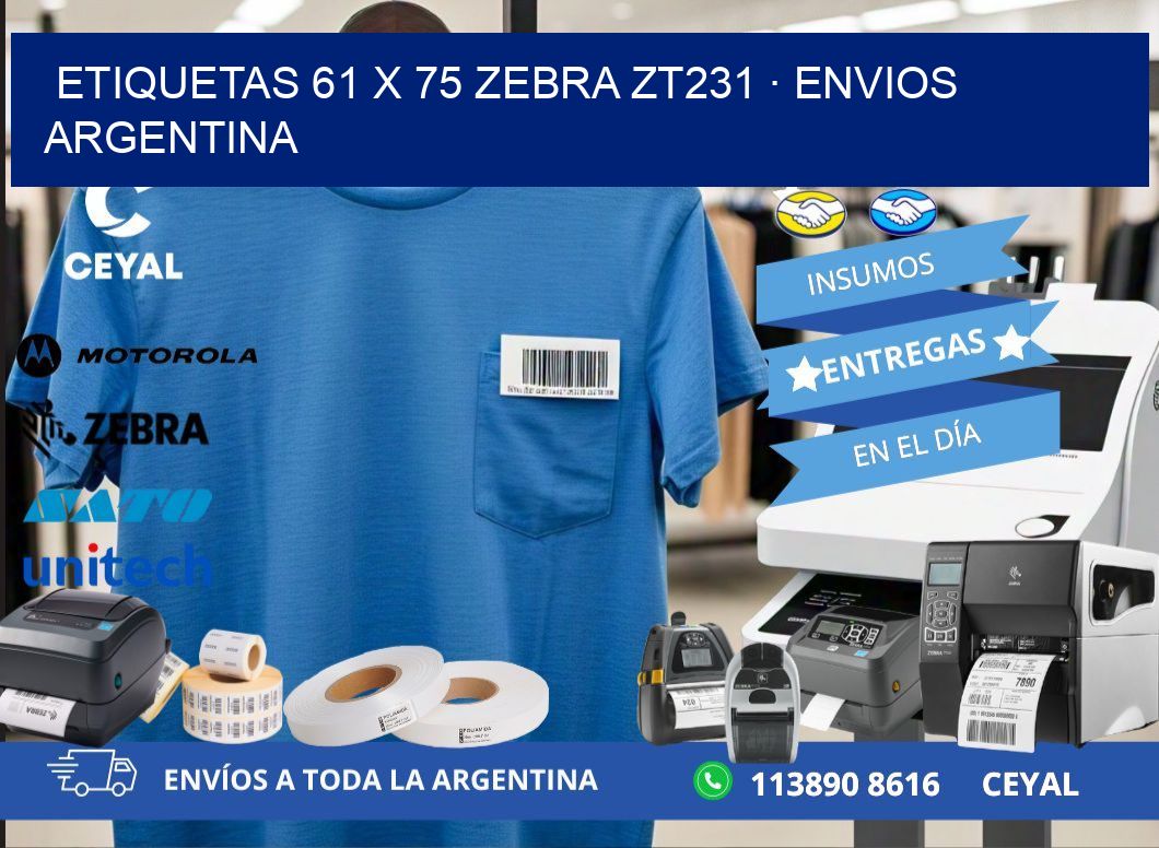 ETIQUETAS 61 x 75 ZEBRA ZT231 · ENVIOS ARGENTINA