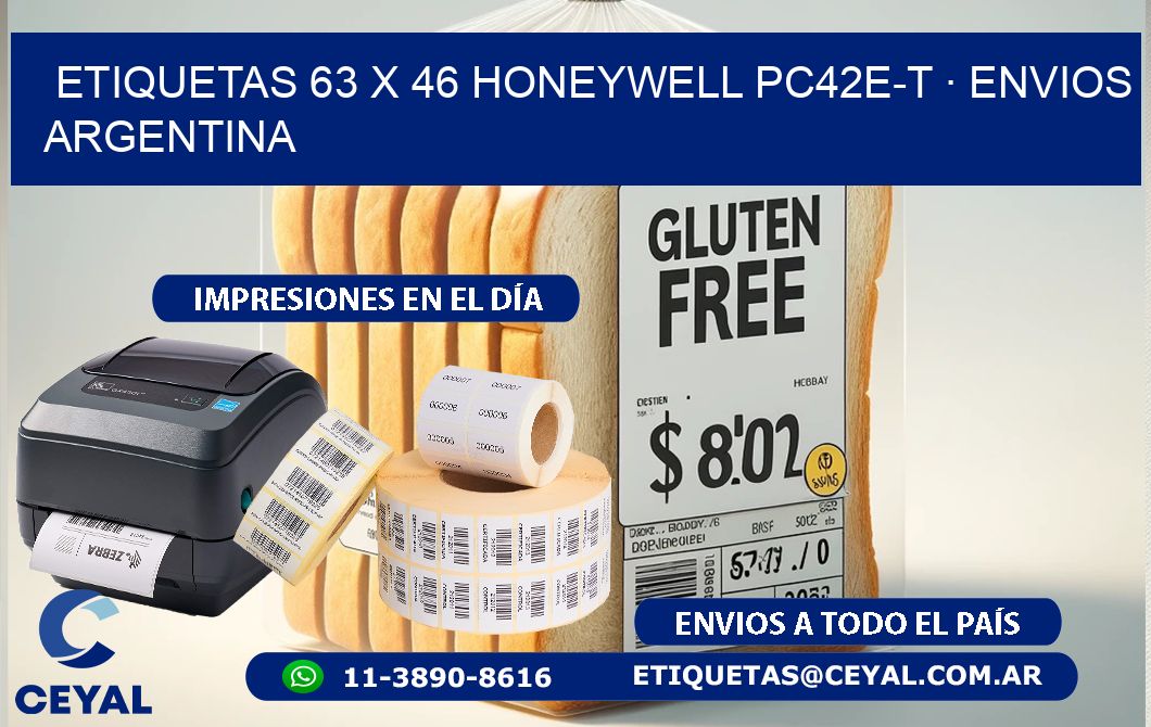ETIQUETAS 63 x 46 HONEYWELL PC42E-T · ENVIOS ARGENTINA