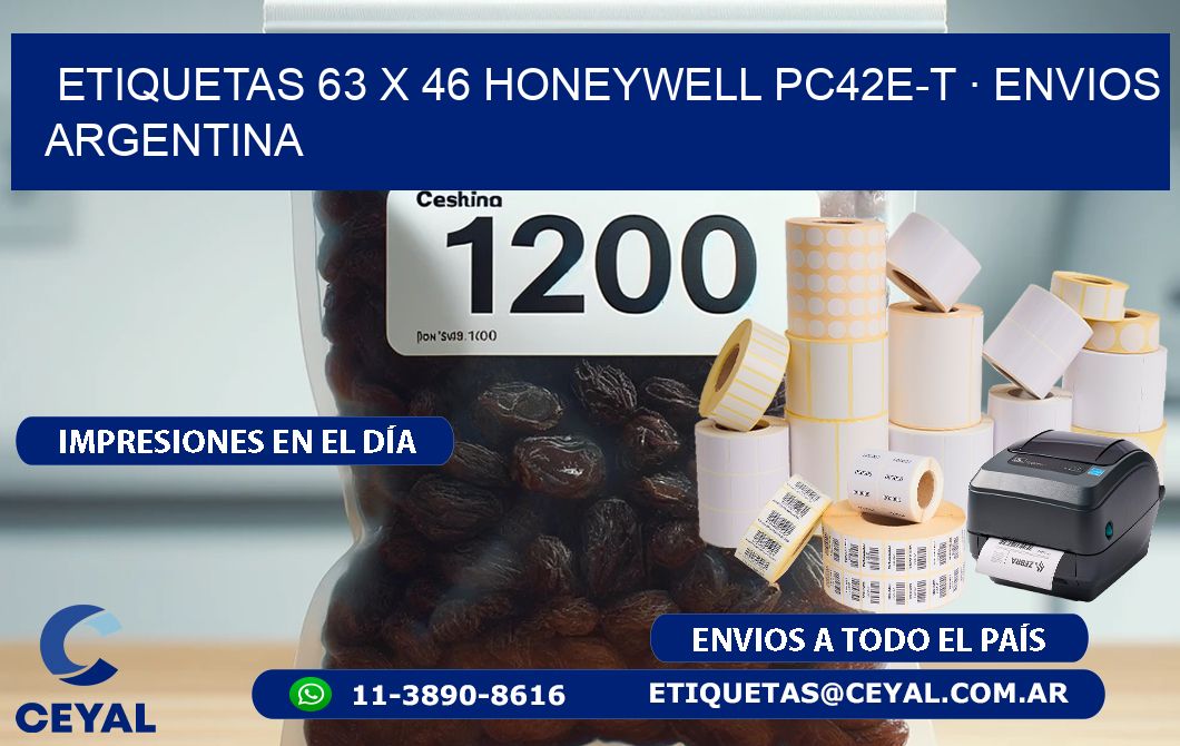 ETIQUETAS 63 x 46 HONEYWELL PC42E-T · ENVIOS ARGENTINA