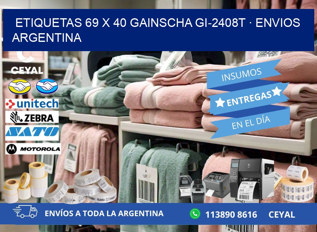 ETIQUETAS 69 x 40 GAINSCHA GI-2408T · ENVIOS ARGENTINA