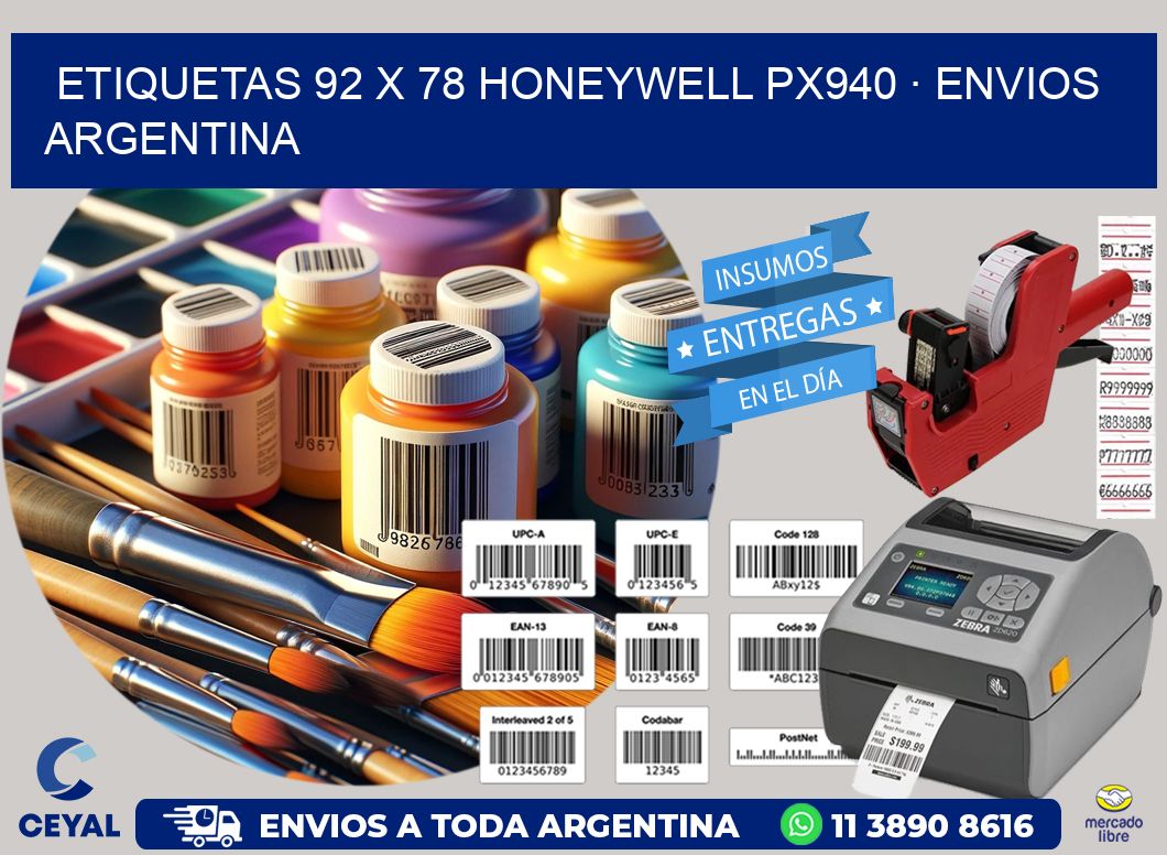 ETIQUETAS 92 x 78 HONEYWELL PX940 · ENVIOS ARGENTINA