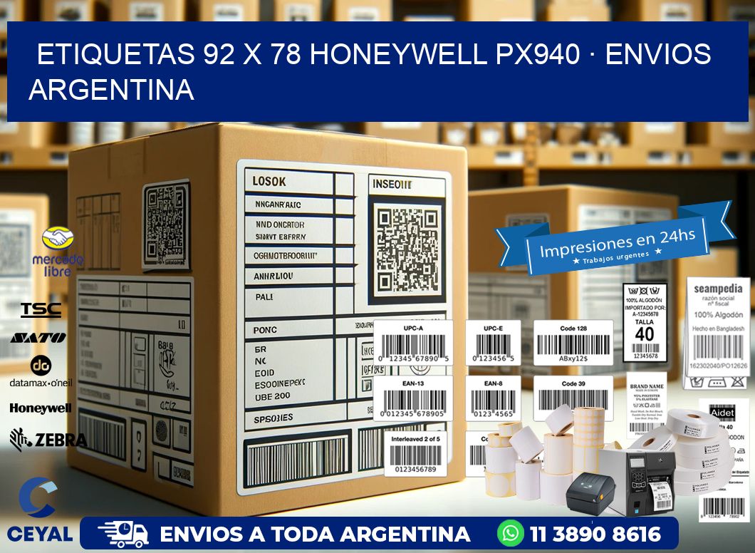 ETIQUETAS 92 x 78 HONEYWELL PX940 · ENVIOS ARGENTINA
