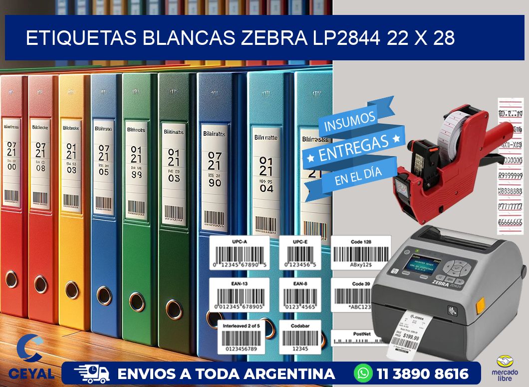 ETIQUETAS BLANCAS ZEBRA LP2844 22 x 28