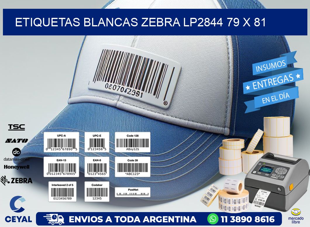 ETIQUETAS BLANCAS ZEBRA LP2844 79 x 81
