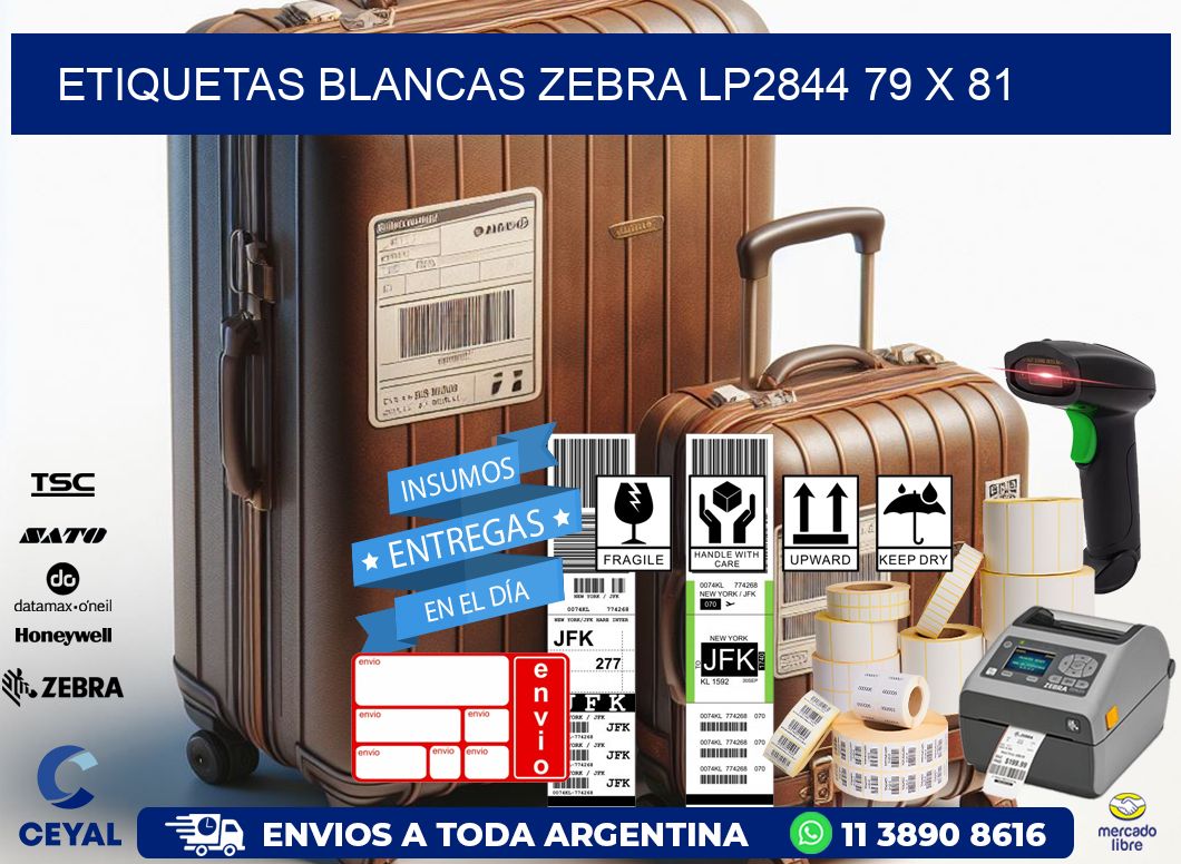 ETIQUETAS BLANCAS ZEBRA LP2844 79 x 81