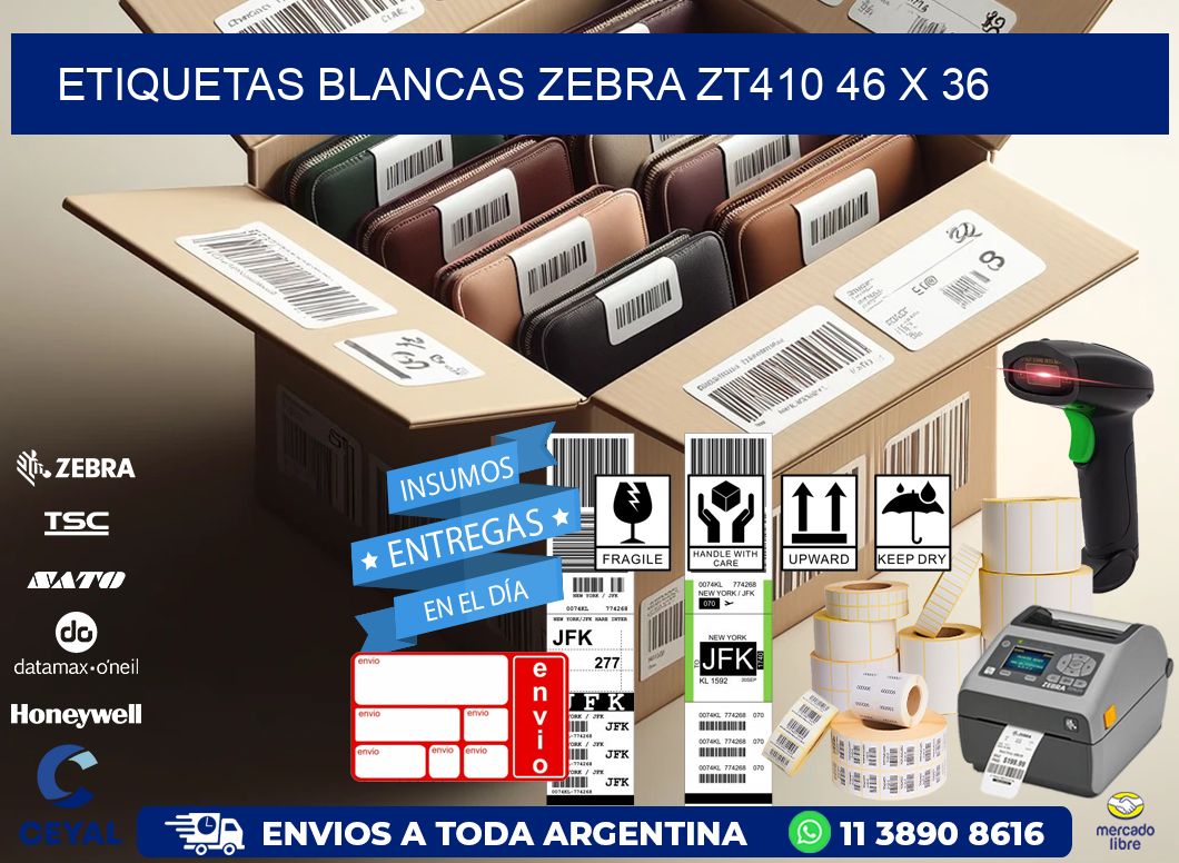 ETIQUETAS BLANCAS ZEBRA ZT410 46 x 36