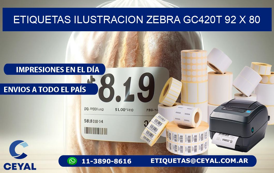 ETIQUETAS ILUSTRACION ZEBRA GC420T 92 x 80