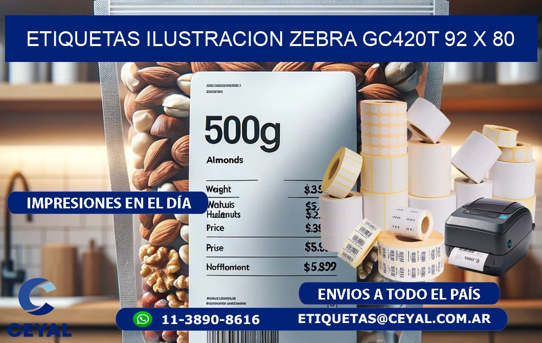 ETIQUETAS ILUSTRACION ZEBRA GC420T 92 x 80