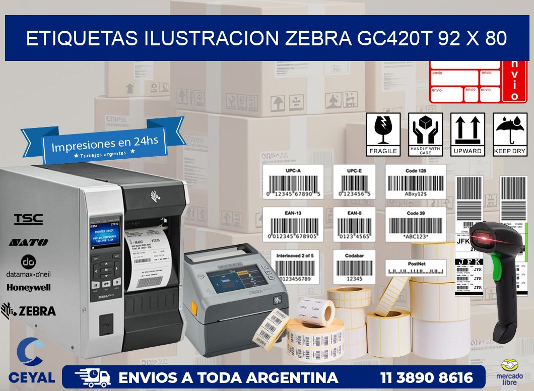 ETIQUETAS ILUSTRACION ZEBRA GC420T 92 x 80