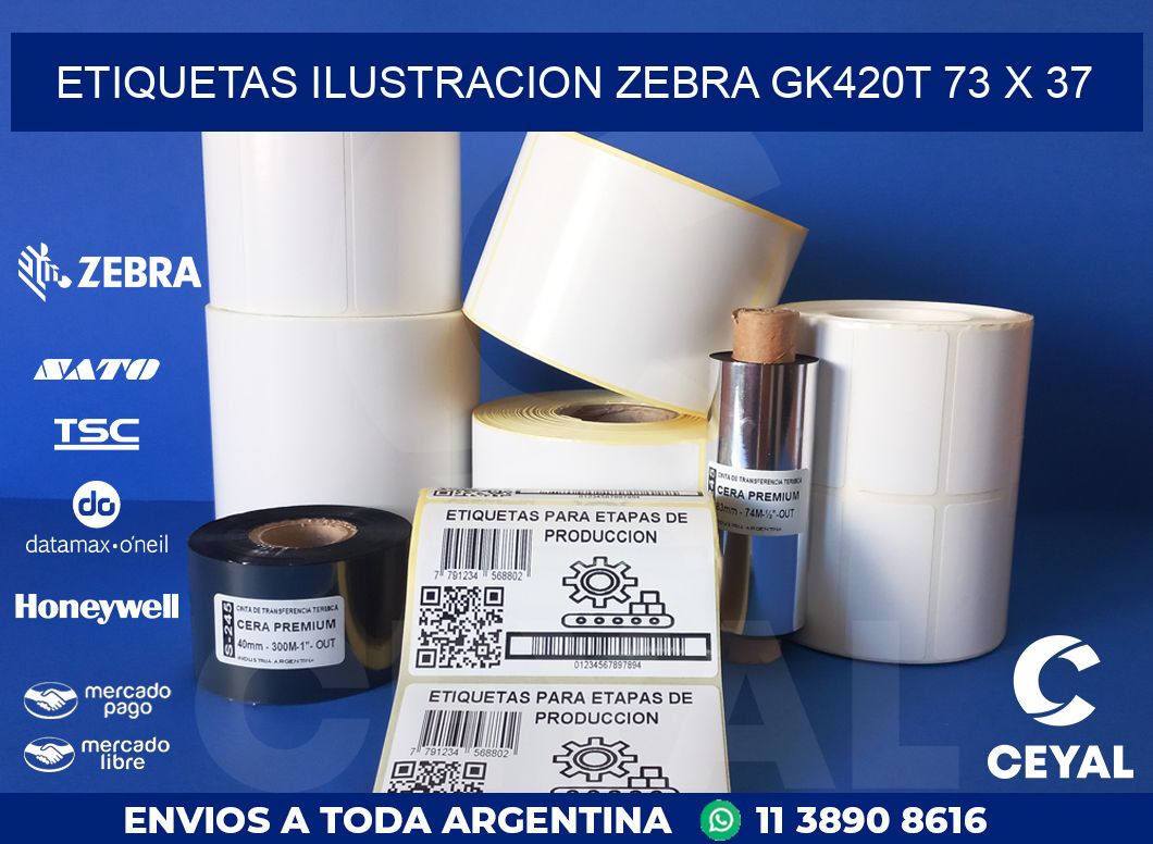 ETIQUETAS ILUSTRACION ZEBRA GK420T 73 x 37
