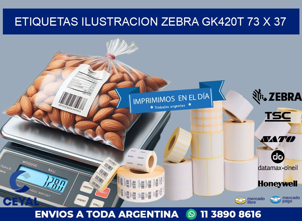 ETIQUETAS ILUSTRACION ZEBRA GK420T 73 x 37