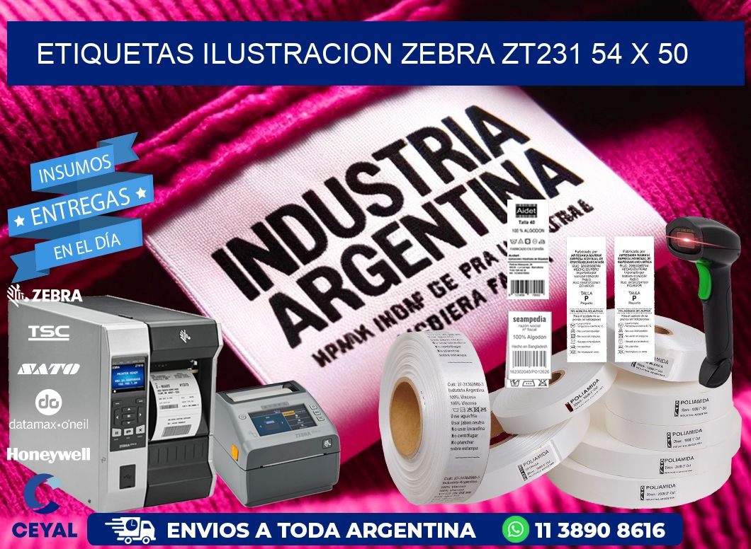 ETIQUETAS ILUSTRACION ZEBRA ZT231 54 x 50
