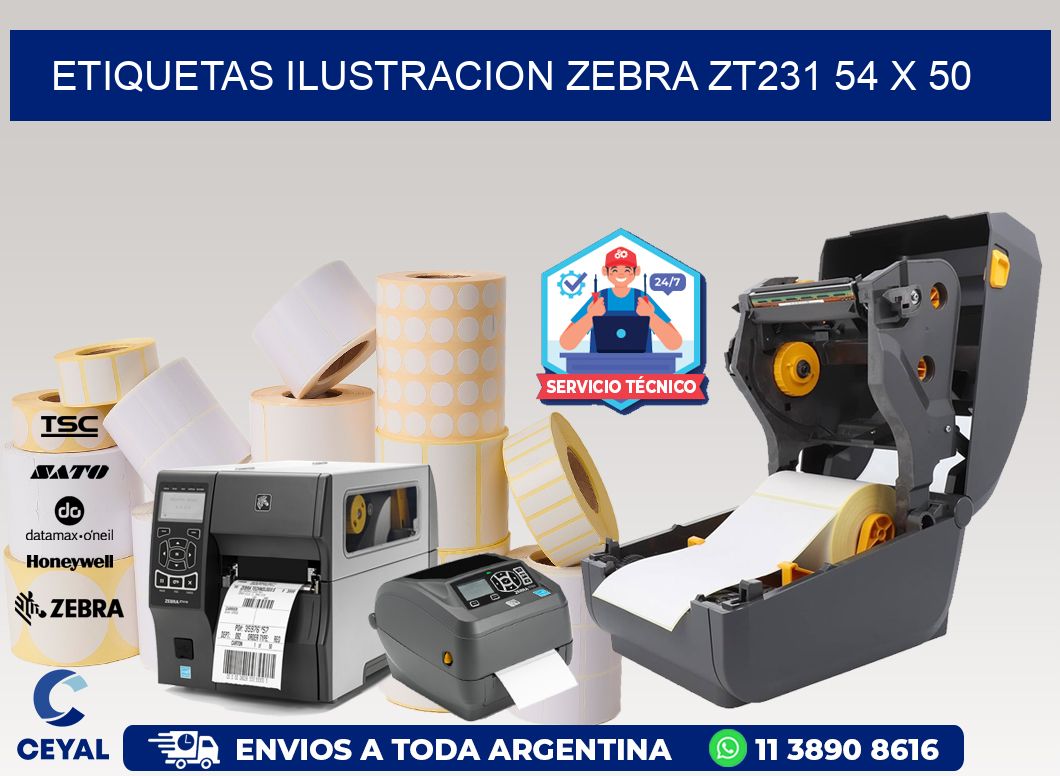 ETIQUETAS ILUSTRACION ZEBRA ZT231 54 x 50