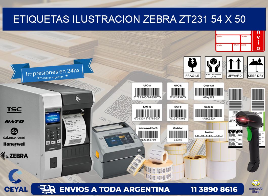 ETIQUETAS ILUSTRACION ZEBRA ZT231 54 x 50