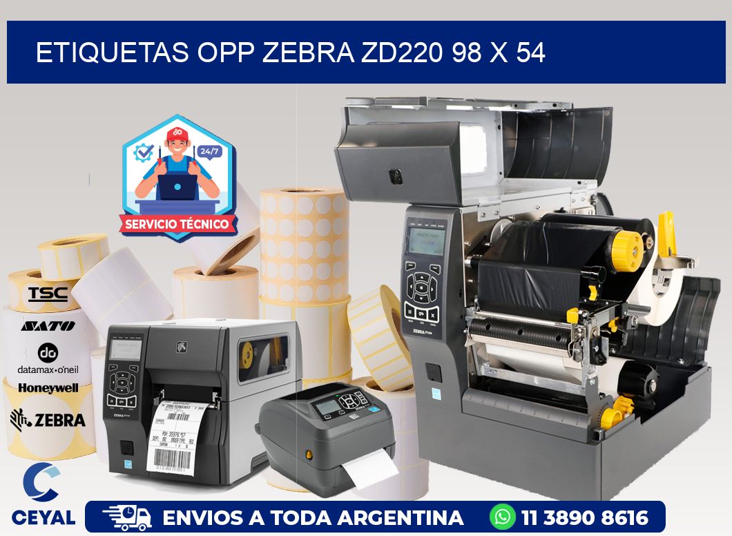 ETIQUETAS OPP ZEBRA ZD220 98 x 54