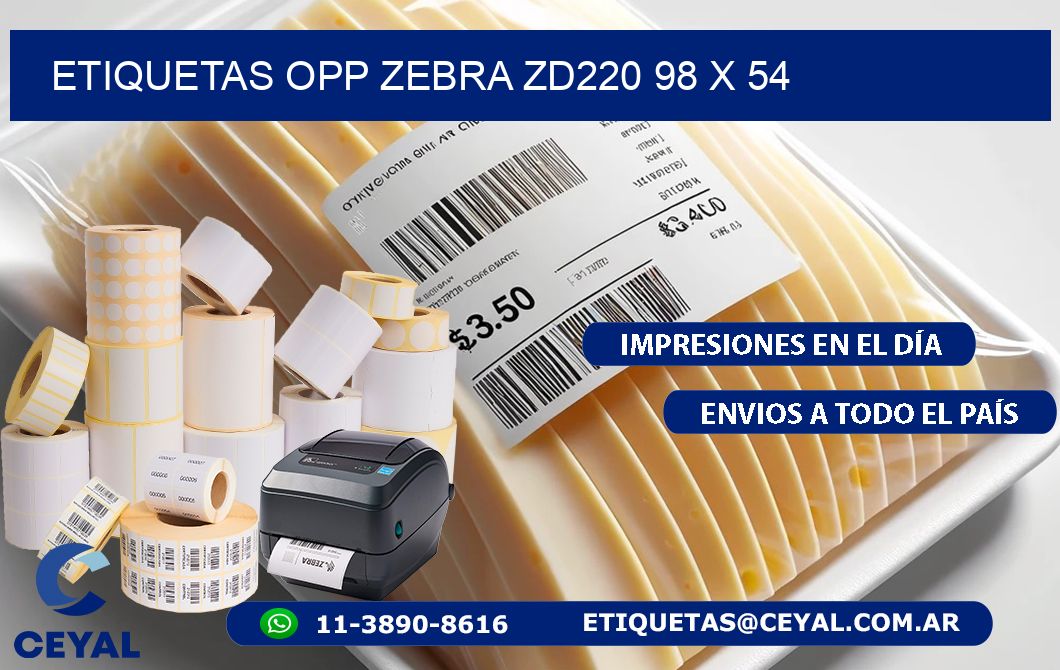 ETIQUETAS OPP ZEBRA ZD220 98 x 54