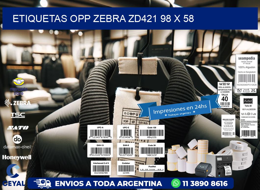 ETIQUETAS OPP ZEBRA ZD421 98 x 58