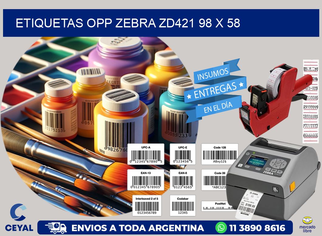 ETIQUETAS OPP ZEBRA ZD421 98 x 58