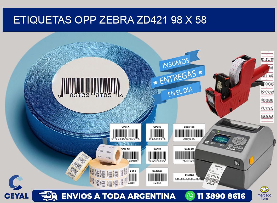 ETIQUETAS OPP ZEBRA ZD421 98 x 58