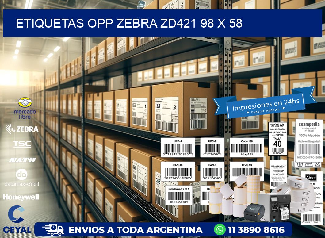 ETIQUETAS OPP ZEBRA ZD421 98 x 58