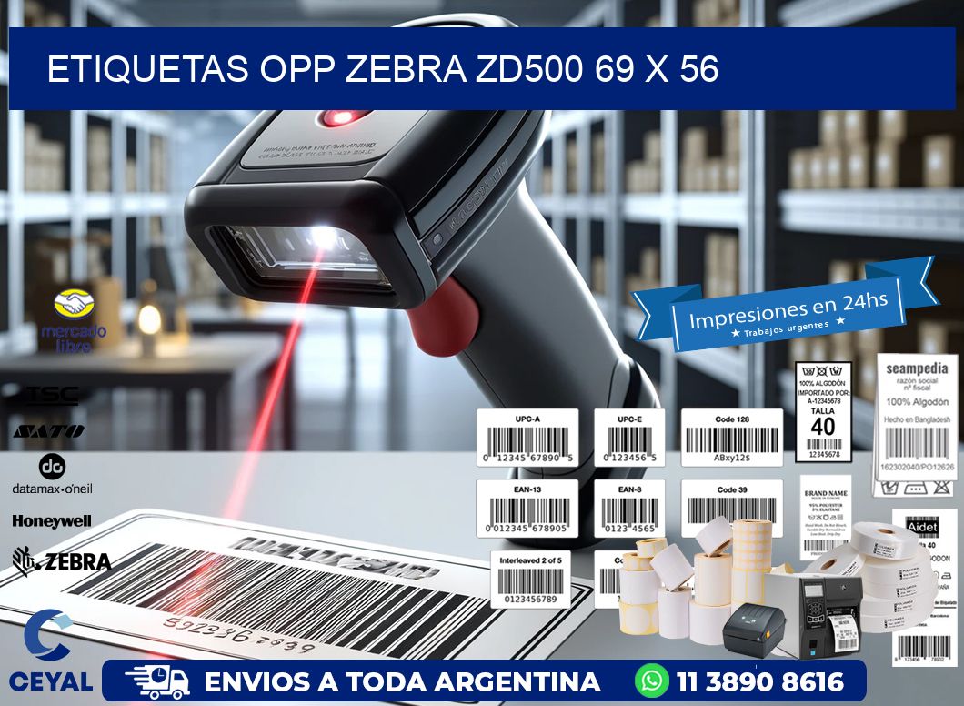 ETIQUETAS OPP ZEBRA ZD500 69 x 56