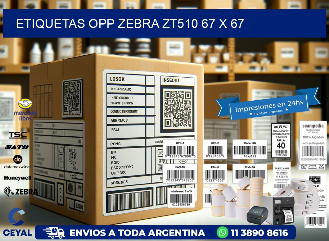 ETIQUETAS OPP ZEBRA ZT510 67 x 67