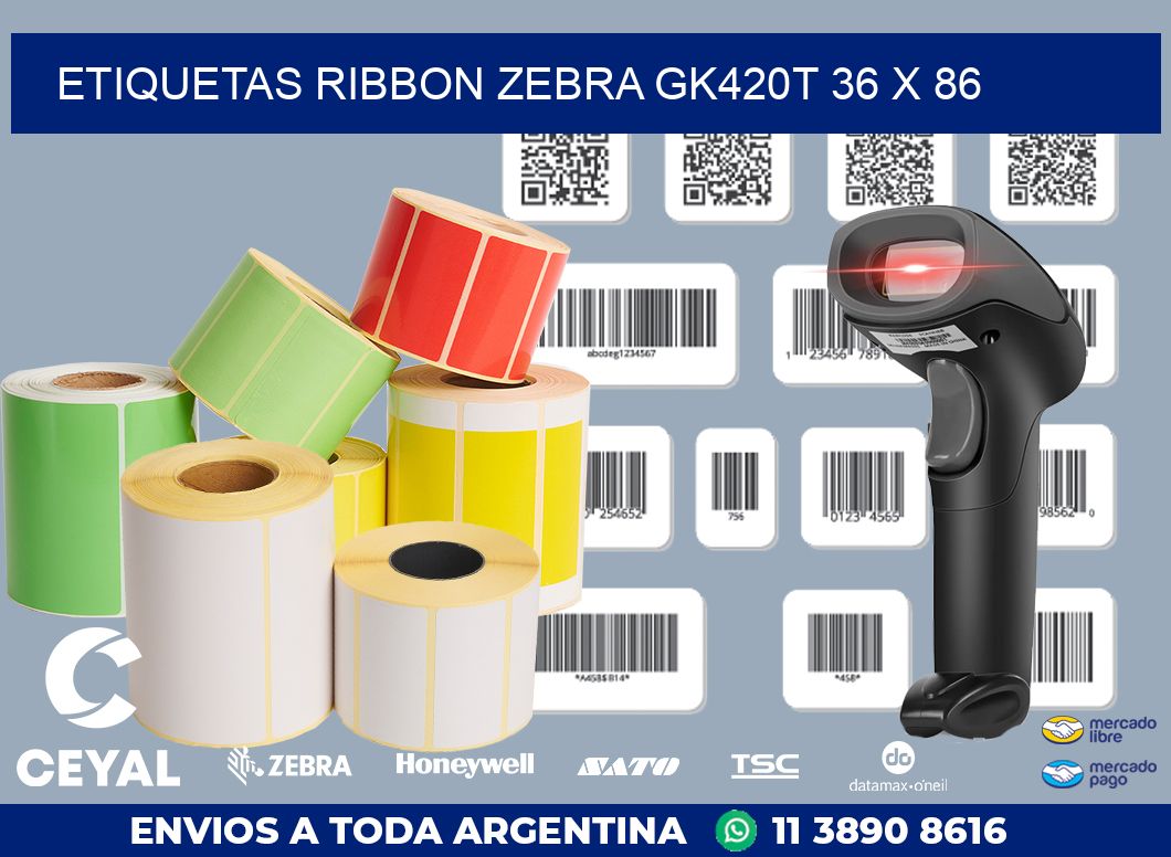 ETIQUETAS RIBBON Zebra GK420T 36 x 86