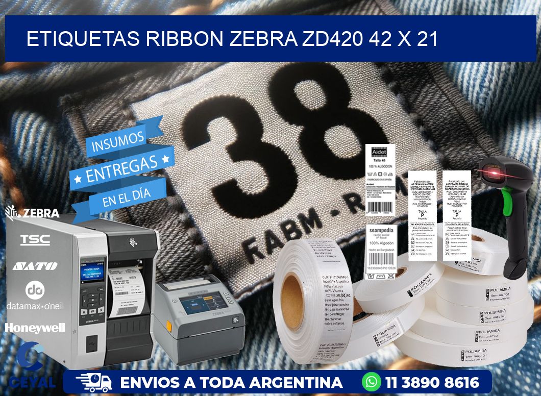 ETIQUETAS RIBBON Zebra ZD420 42 x 21
