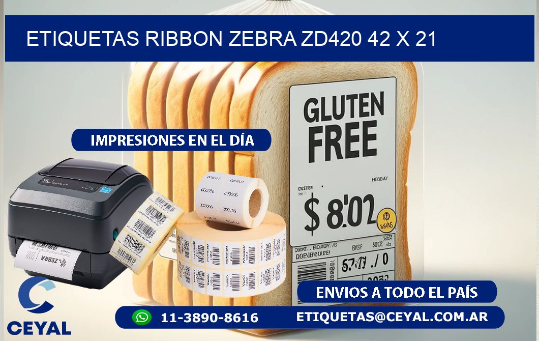 ETIQUETAS RIBBON Zebra ZD420 42 x 21
