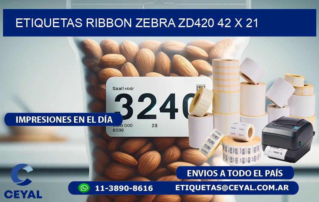 ETIQUETAS RIBBON Zebra ZD420 42 x 21
