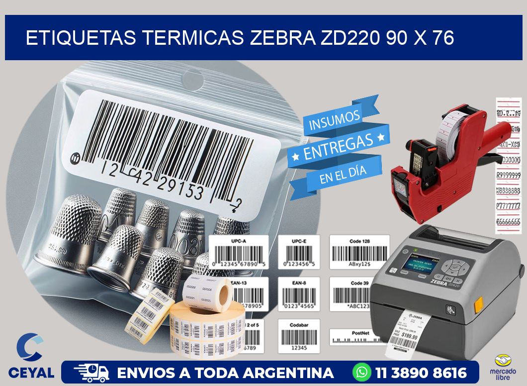ETIQUETAS TERMICAS ZEBRA ZD220 90 x 76